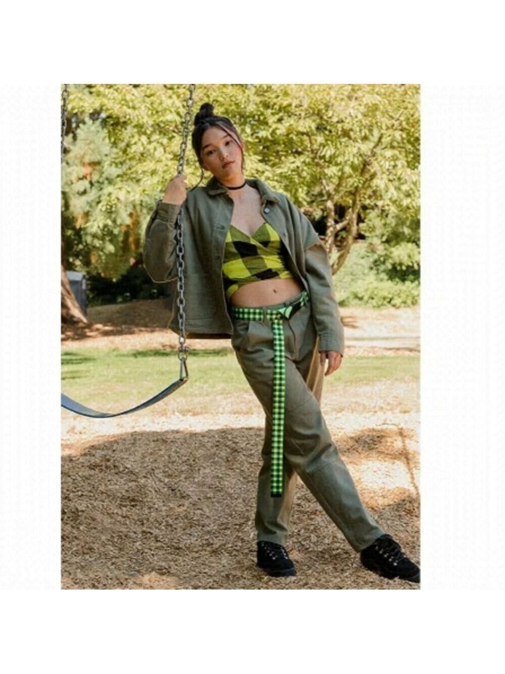 BP + Wildfang BNWT Green Jeans Sz 28 Plus Size New